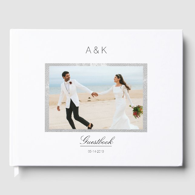 Minimal Modern Photo Elegant Custom Guest Book (Front)