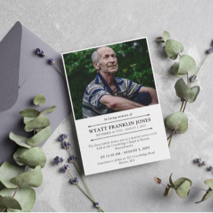 Minimal Modern Photo In Loving Memory Invitation