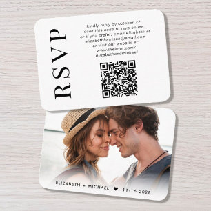 Minimal Modern Photo QR Code Wedding RSVP Enclosure Card