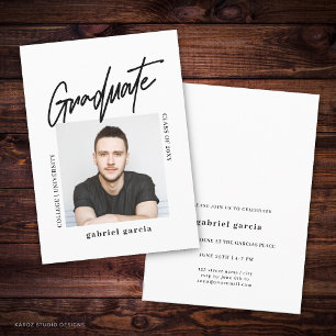 Minimal Modern Photo Script Graduate Party Invitation