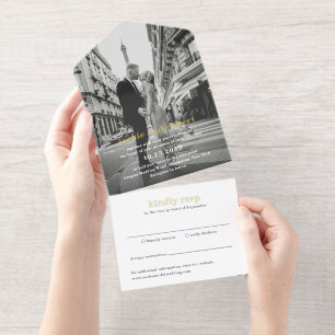 Minimal Modern Photo Wedding All In One Invitation