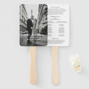 Minimal Modern Photo Wedding Program Hand Fan