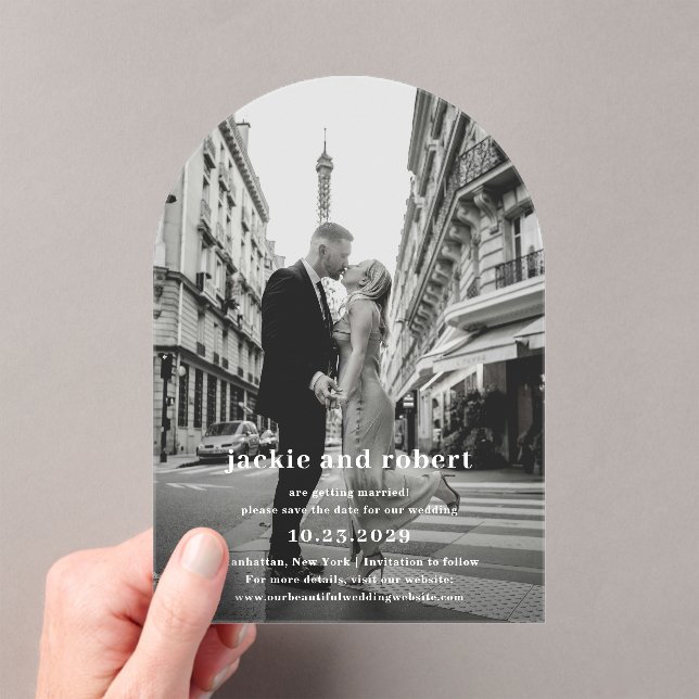 Minimal Modern Photo Wedding Save the Date Acrylic Invitations (Insitu (Handheld))