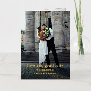 Minimal Modern Photo Wedding Thank You Foil Greeting Card