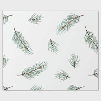 Minimal Modern Pine Branch Seamless Pattern Wrapping Paper