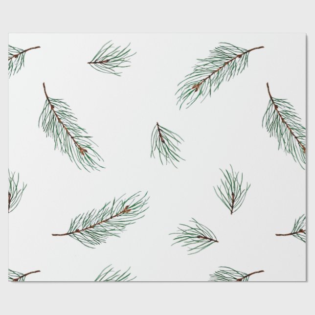Minimal Modern Pine Branch Seamless Pattern Wrapping Paper (Flat)