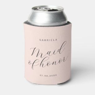 Minimal modern pink custom maid of honour can cooler
