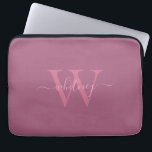Minimal Modern Pink Monogram Name & Initial Laptop Sleeve<br><div class="desc">A pink monogram design with a minimal,  modern cursive monogram.</div>