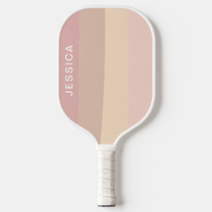 Minimal Modern Pink Neutral Pastel Stripes Pickleball Paddle