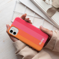 Minimal Modern Pink Orange Stripes Personalised