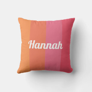 Minimal Modern Pink Orange Stripes Personalised Cushion