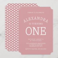 Minimal Modern Pink Polka Dot First Birthday