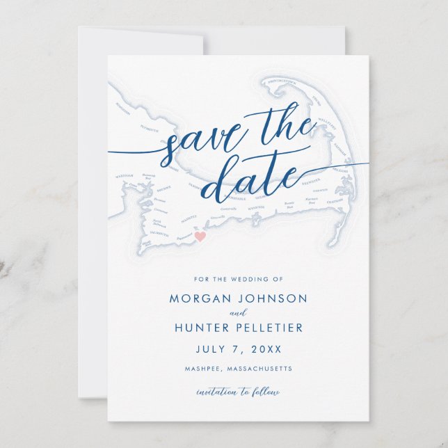 Minimal Modern Popponesset Inn Map Save The Date (Front)