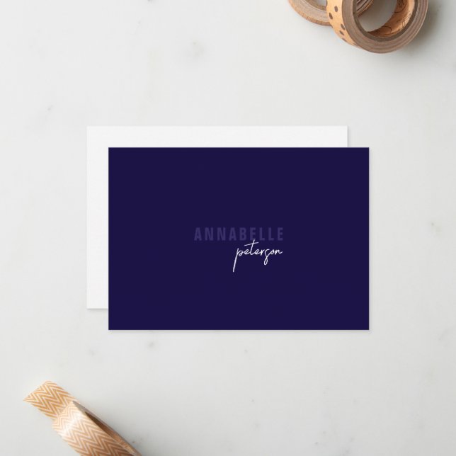 Minimal Modern Professional Blue Simple Card (Front/Back In Situ)