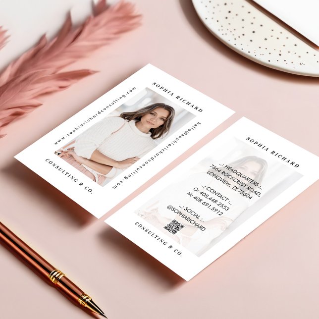 Minimal Modern Professional Business Photo QR Code Card (Minimal Modern Professional Business Photo QR Code Business Card)
