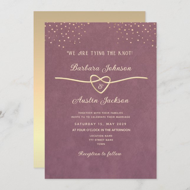 Minimal Modern Purple Mauve Wedding Invitation (Front/Back)