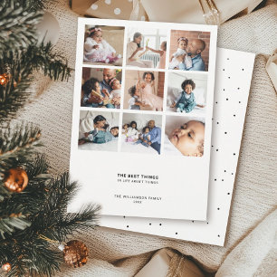 Minimal Modern Quote 9 Multiple Photo Collage Holiday Card