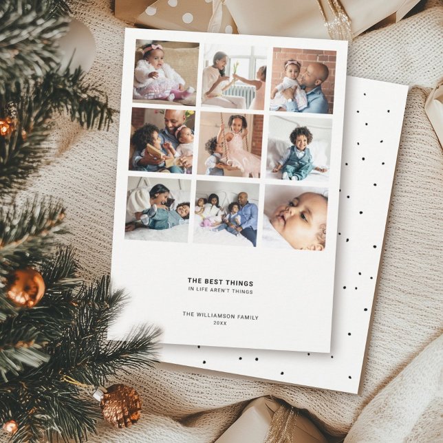Minimal Modern Quote | 9 Multiple Photo Collage Holiday Card (Creator Uploaded)