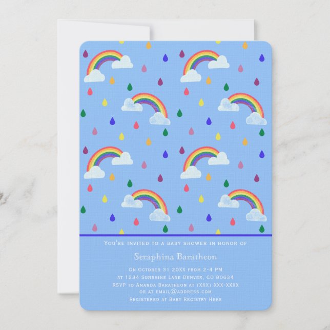 Minimal Modern Rainbow Sprinkle Baby Shower Invitation (Front)