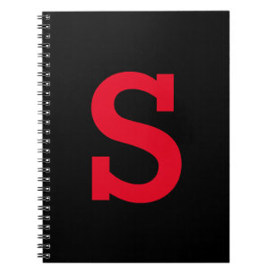 Minimal Modern Red and Black Initial Letter Notebook