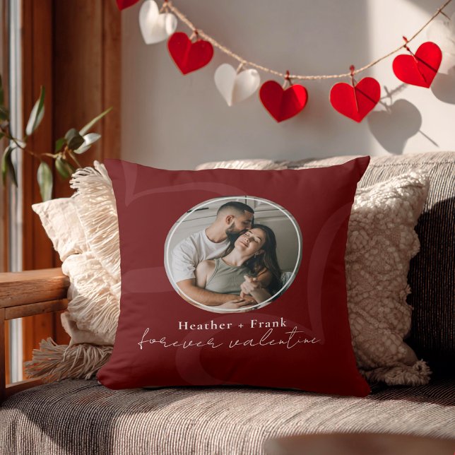 Minimal Modern Romantic Forever Valentines Photo Cushion (Creator Uploaded)