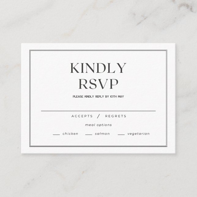 Minimal Modern RSVP Enclosure Card (Front)