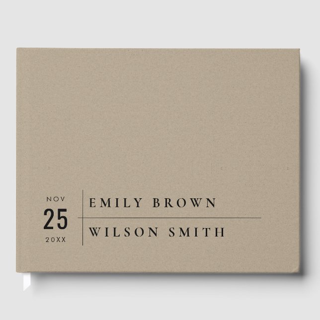MINIMAL MODERN RUSTIC KRAFT TYPOGRAPHY WEDDING GUEST BOOK (Front)