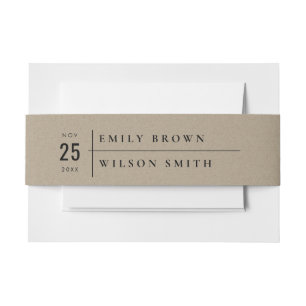 MINIMAL MODERN RUSTIC KRAFT TYPOGRAPHY WEDDING INVITATION BELLY BAND