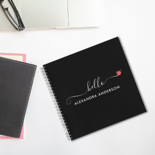 Minimal Modern Script Hello Heart Notebook