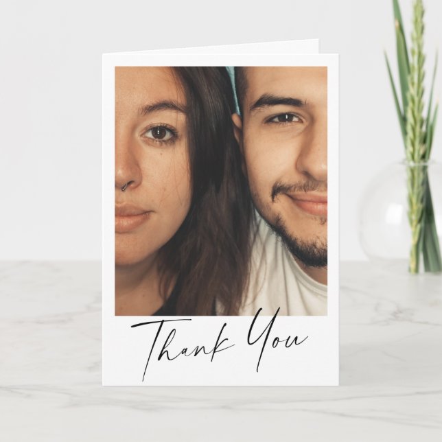 Minimal Modern Script Personalised Message | Photo Thank You Card (Front)