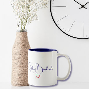 Minimal Modern Script Personalised Name Heart   Two-Tone Coffee Mug