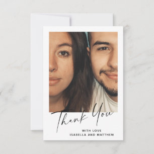 Minimal Modern Script Personalised Photo Wedding Thank You Card