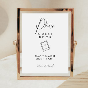 Minimal Modern Script Photo Guestbook Wedding Sign