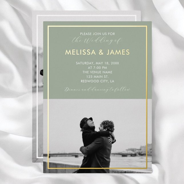 Minimal Modern Script Photo Sage Green Wedding (Creator Uploaded)