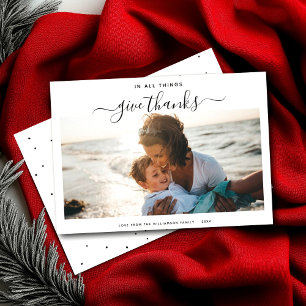 Minimal Modern Script Simple Trendy Photo Holiday Card