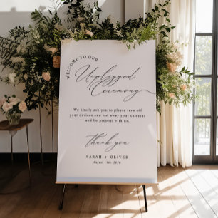 Minimal Modern Script Wedding Unplugged Ceremony Poster