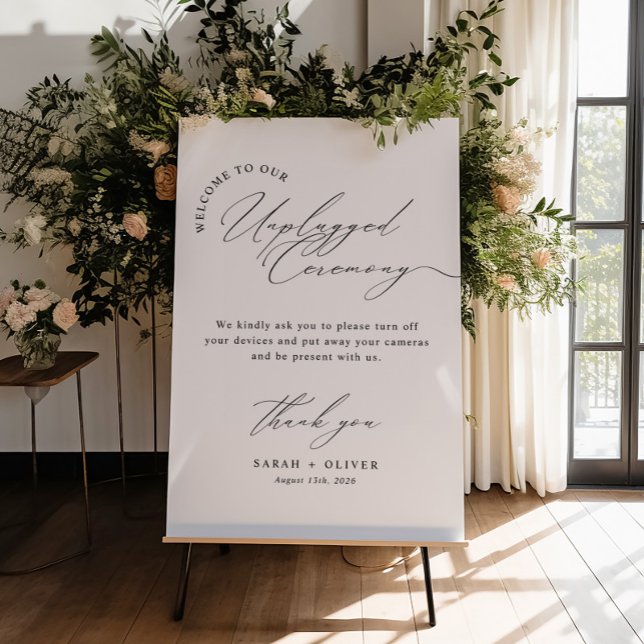 Minimal Modern Script Wedding Unplugged Ceremony Poster (Creator Uploaded)