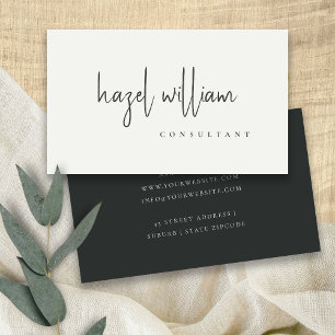 Minimal Modern Simple Black and White Script Business Card