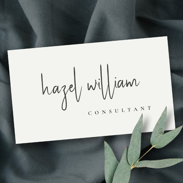 Minimal Modern Simple Black & White Script QR Code Business Card (Creator Uploaded)