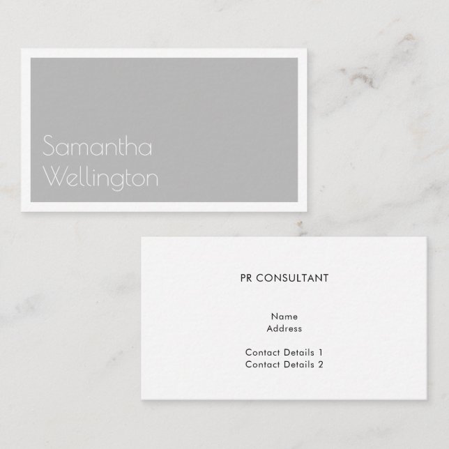 Minimal Modern Simple Grey Typography Business Card (Front/Back)