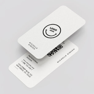 Minimal Modern Simple Logo Professional White QR Business Card