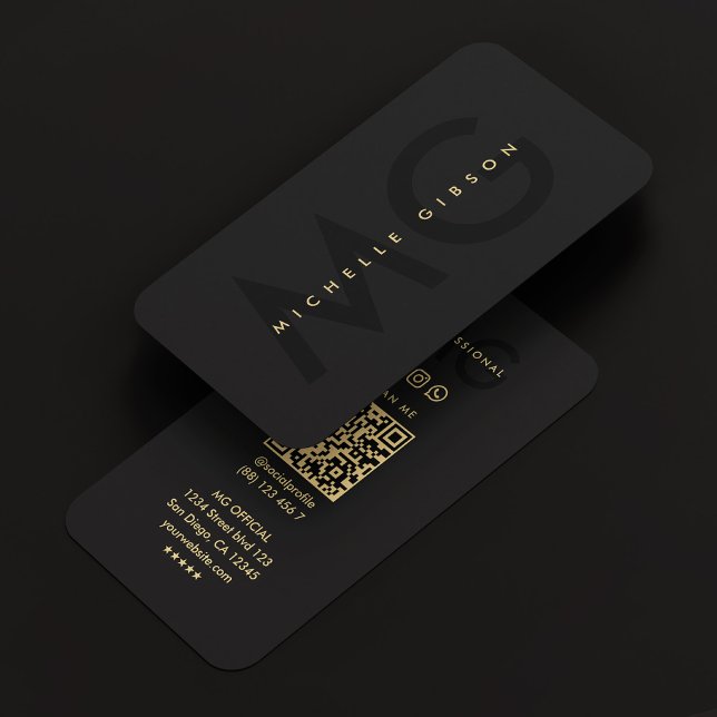 Minimal Modern Simple Monogram Professional Black Business Card (Minimal Modern Simple Monogram Professional Black Business Card
)