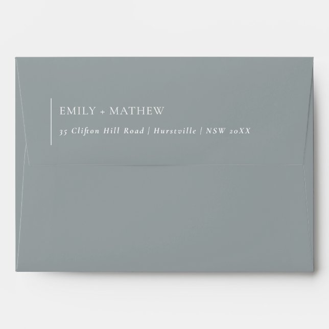 MINIMAL MODERN SOFT BLUE GREY TYPOGRAPHY WEDDING ENVELOPE (Back (Top Flap))
