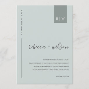 MINIMAL MODERN SOFT BLUE GREY TYPOGRAPHY WEDDING INVITATION