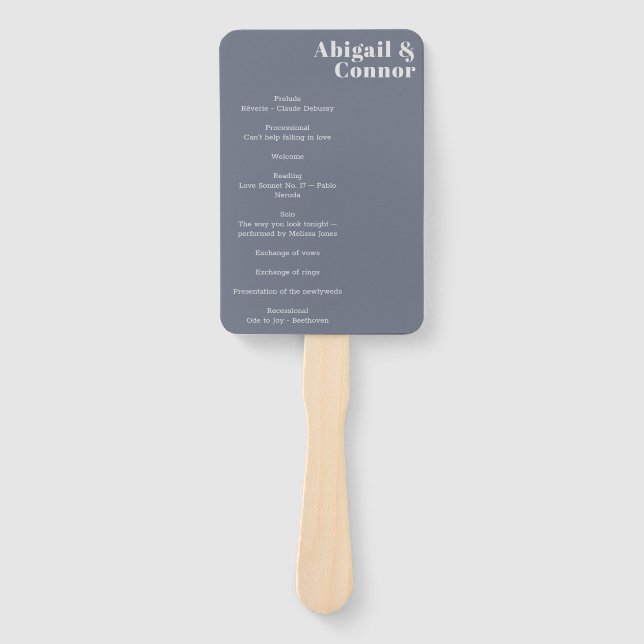 Minimal Modern Soft Grey Blue Lavender Typography  Hand Fan (Front)