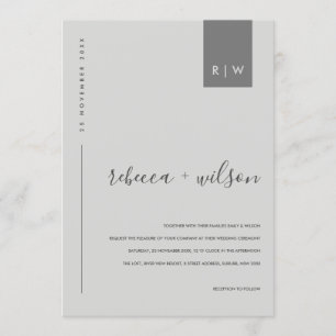 MINIMAL MODERN SOFT LIGHT GREY TYPOGRAPHY WEDDING INVITATION