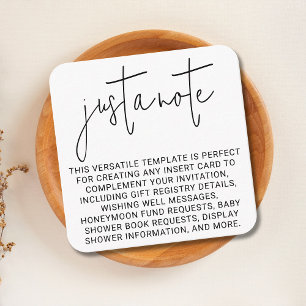 Minimal Modern Stylish Simple Just A Note Square Enclosure Card