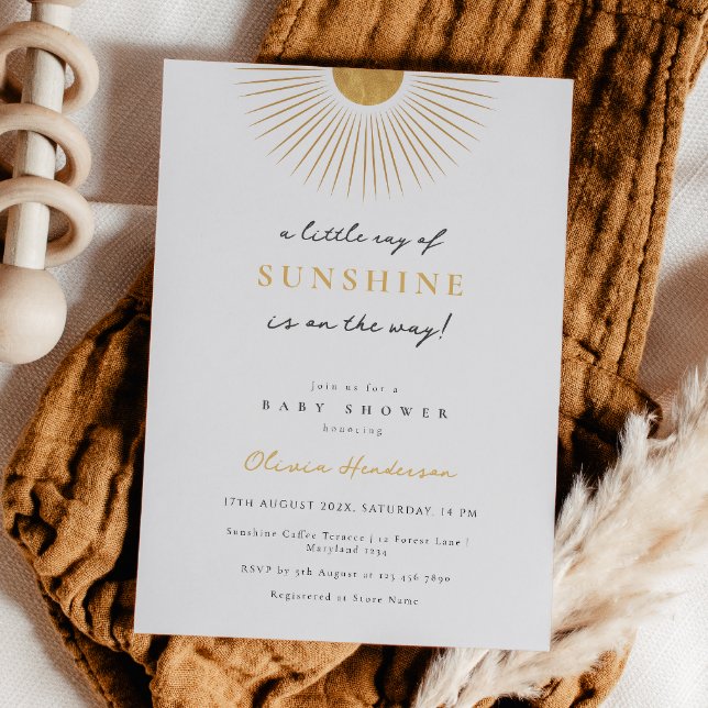 Minimal Modern Sun Sunshine Baby Shower Invitation (Creator Uploaded)