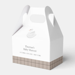 Minimal Modern Swan Plaid Gingham Boy Baby Shower  Favour Box