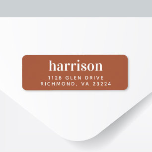 Minimal Modern Terracotta Return Address Label
